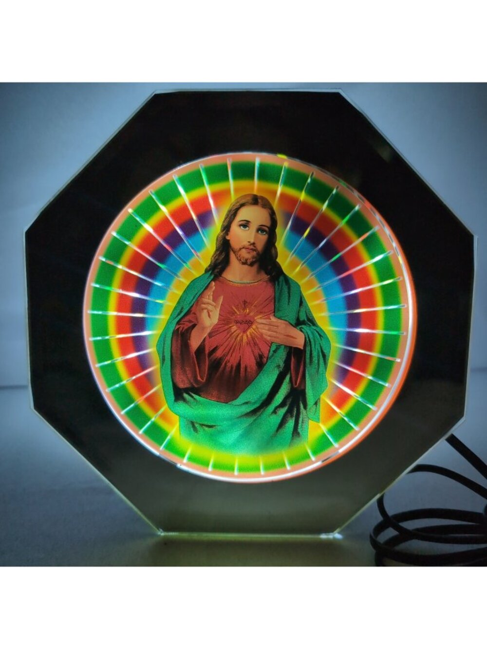 Jesus Rotating Lamp Mirror Vintage Accent Light Retro Spinning Psychedelic 7.25"